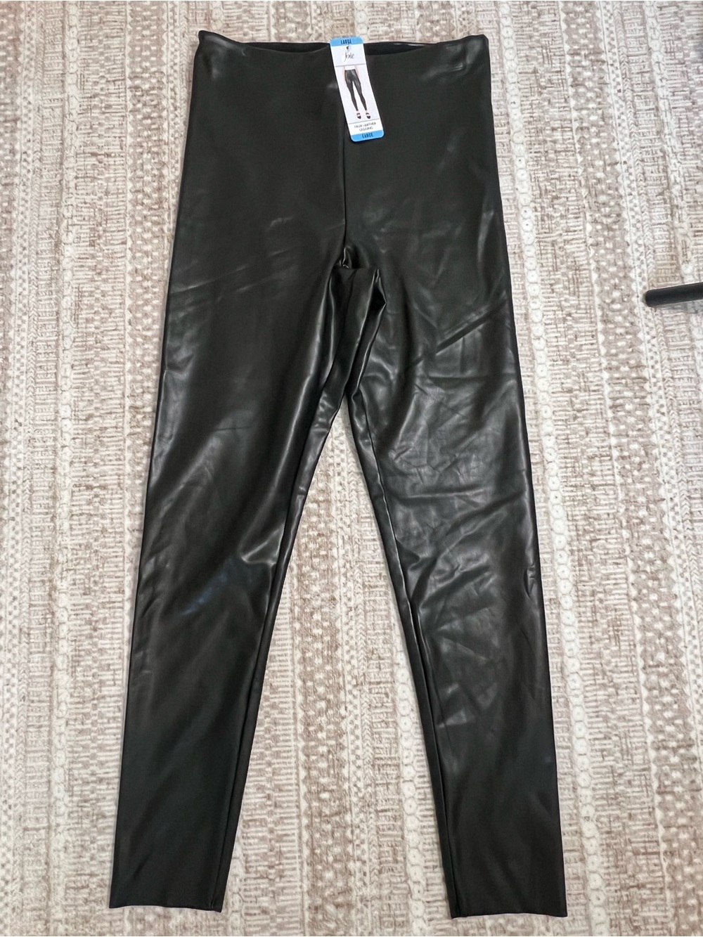 Joie Faux Leather Leggings High Rise Ankle Stretch Elastic Waist L Black NWT